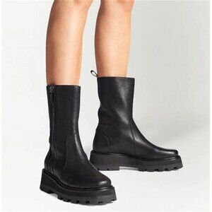 New in Box -Jimmy Choo's 'Bayu' Leather Ankle Boots in Jet Black. Size 40/10